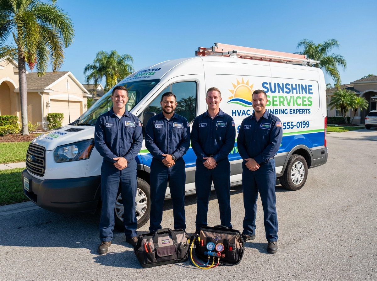 Trust First Services team in front of service van